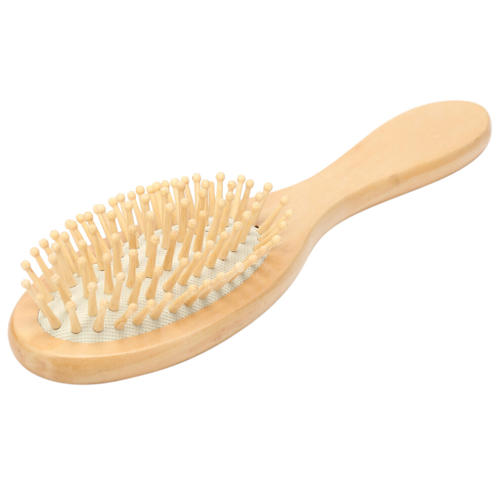 White Natural Wooden Anti-Static Comb Paddle Hairbrush For Scalp Care (White)