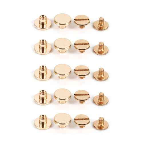 Solid Brass Button Stud Set for Leather DIY 5/6.5/8mm Rivets & Screw Nails Gold