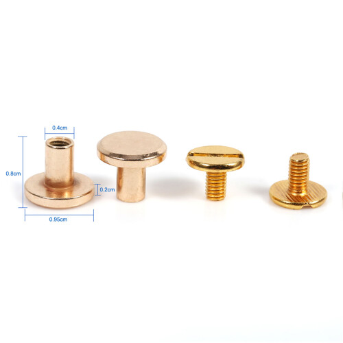 Solid Brass Button Stud Set for Leather DIY 5/6.5/8mm Rivets & Screw Nails Gold 1