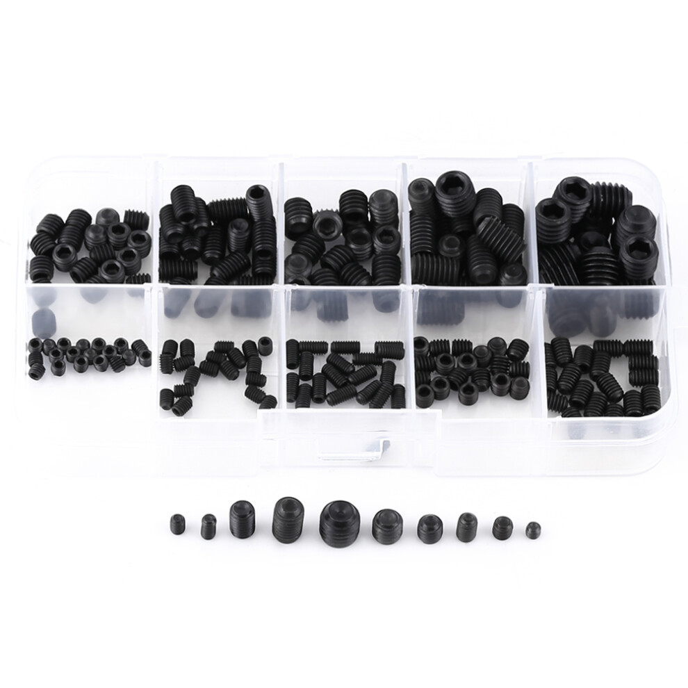 200pcs M3-M8 Hex Socket Cup Point Screw Assort