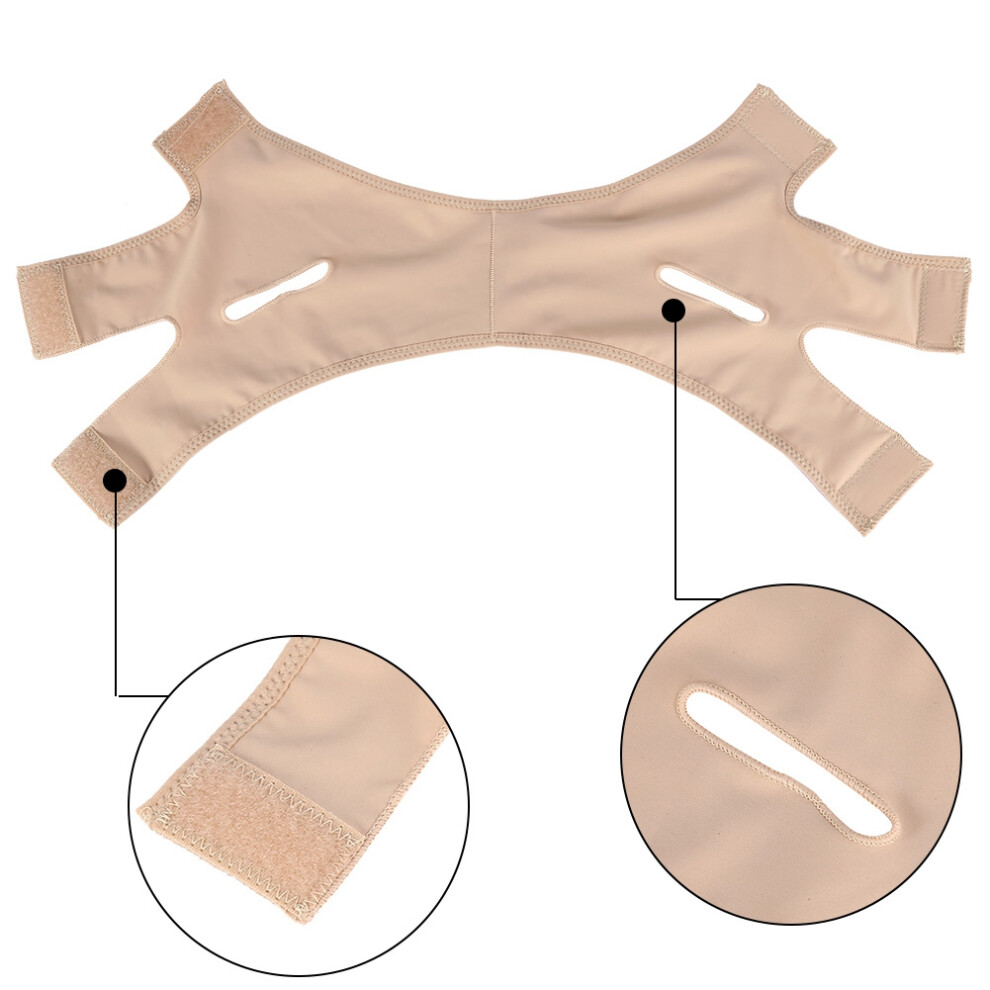 Slimming Face Mask Bandage Belt for V-Shape Contour, Breathable Khaki