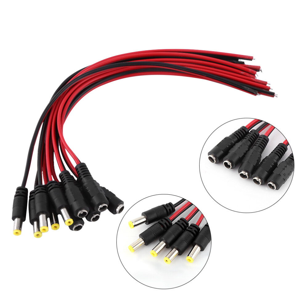 Câble Alimentation Dc 12V 10Pcs - Connecteurs Sécurité Caméra Black/Red 9361393122863
