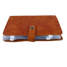 Budget-Ordner A6 Edelstahlringen PU-Leder Braun, 19x13x3cm
