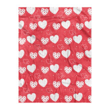 Soft & Cozy Flannel Blanket100x70cm for All Year Round Use with Red Heart Design for Home & Outdoor