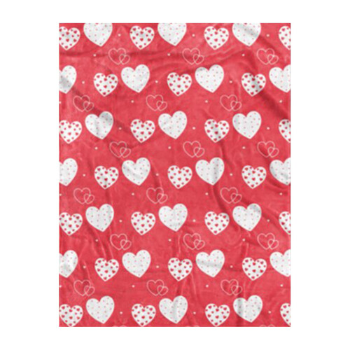 Flannel Throw Blanket with Red Heart Design100x70cm