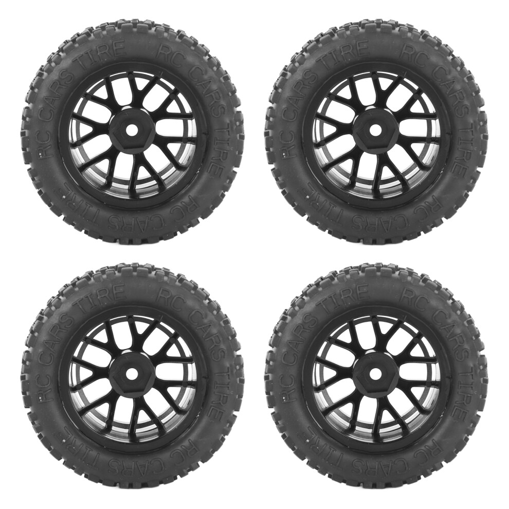 4Pcs Rubber Rc Truck Tires For 1:14-1:18 Scale, 78Mm Diameter Black 7901389277621
