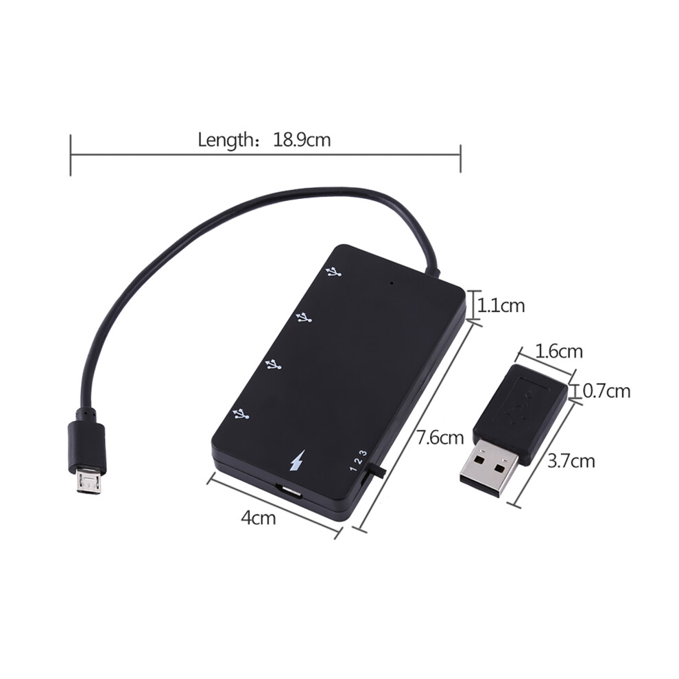4 Port Micro Usb Hub For Smartphones & Tablets Usb2.0 Otg Extension Cable 5001389278542