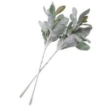 50 PièCes SéRies Oreilles D'Agneau FloquéEs Artificielles Tiges de Miller PoussiéReux Feuilles de ChêNe FloquéEs Feuille D'Oreille D'Agneau pour