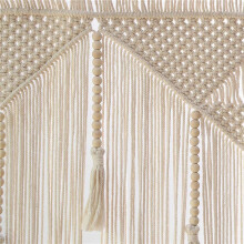 3X Macrame Wall Hanging Boho Woven , Beige White Tassel Decor Curtain for Home Backdrop(Wood Stick Not Included)