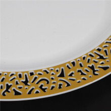 Gold Disposable Plastic Plates -Lace Design Plastic Plates,Gold Lace Plates Salad/Dessert Plates 100Pack-7.5Inch