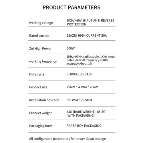 PWM  Motor Speed Controller Motor Fan Controller with Display Motor Controller 9-60V/12A /500W 2
