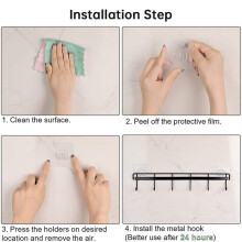 4X Utensilien Aufhänger mit Haken Wand Utensilien Halter Utensilien Haken Wand Montierte Selbstklebende Wand Haken Gestell für Küche Schlafzimmer