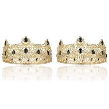 2X Couronne Royale pour Hommes, Couronnes D'Anniversaire pour Hommes Couronne Royale Vintage avec Strass Noir,