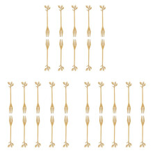 30 Stuks Roestvrij Stalen Blad Taart Fruit Vorken Set Proeverij Dessert Vorken Keuken Accessoire Bruiloft Feest Gouden
