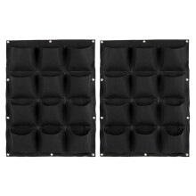 2X Garden Vertical Planter Multi Pocket Wall Mount Living Growing Bag Indoor/Outdoor Herb Pot, 12-Pocket, Black