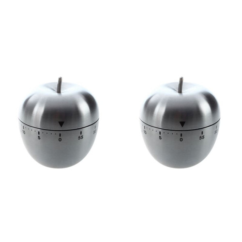 2X Stainless Steel 60-Minute Countdown Kitchen Cooking Mechanical Alarm Timer Clock -Shape