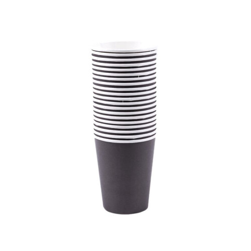 160 Paper Cups (9oz) - Plain Solid Colours Birthday Party Tableware Catering(Black) 2