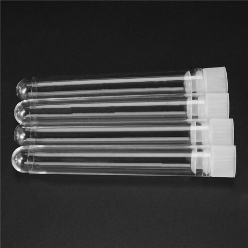 800Pcs Clear Plastic Test Tubes with White Screw Caps Sample Containers Bottles Push Caps 12X75mm