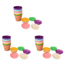 24 Pcs 4 Inch Small Plant Pots Colorful Plastic Flower Pots Indoor Plant Pots for Office House Desk with Pallet/Trays