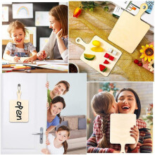 48Pcs Blank Wooden Cutting Boards with Handle Small Cutting Board DIY Home Kitchen Cooking Vegetable Decor A