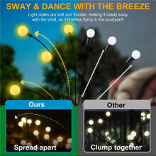 Solar Garden Lights, Upgraded 8LED Firefly Lights Solar Outdoor Waterproof, Swaying Lights Decoration, Warm White 6PCS