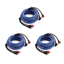 3X 5M 2 Rca À 2 Rca Prise de Courant Voiture Stéréo Câble Audio Outil Tressé D'Amplificateur