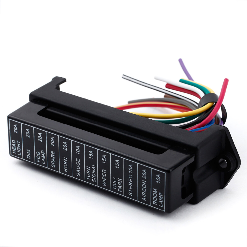 12-Way 32V Car Fuse Box Block Holder Atc Ato - 15.5X5.6x4.1cm Black 7631393175186