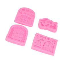 4PCS Enchanted Fairy Garden Silicone Mold Door Mushroom Flower Pattern for Chocolate & Cakes