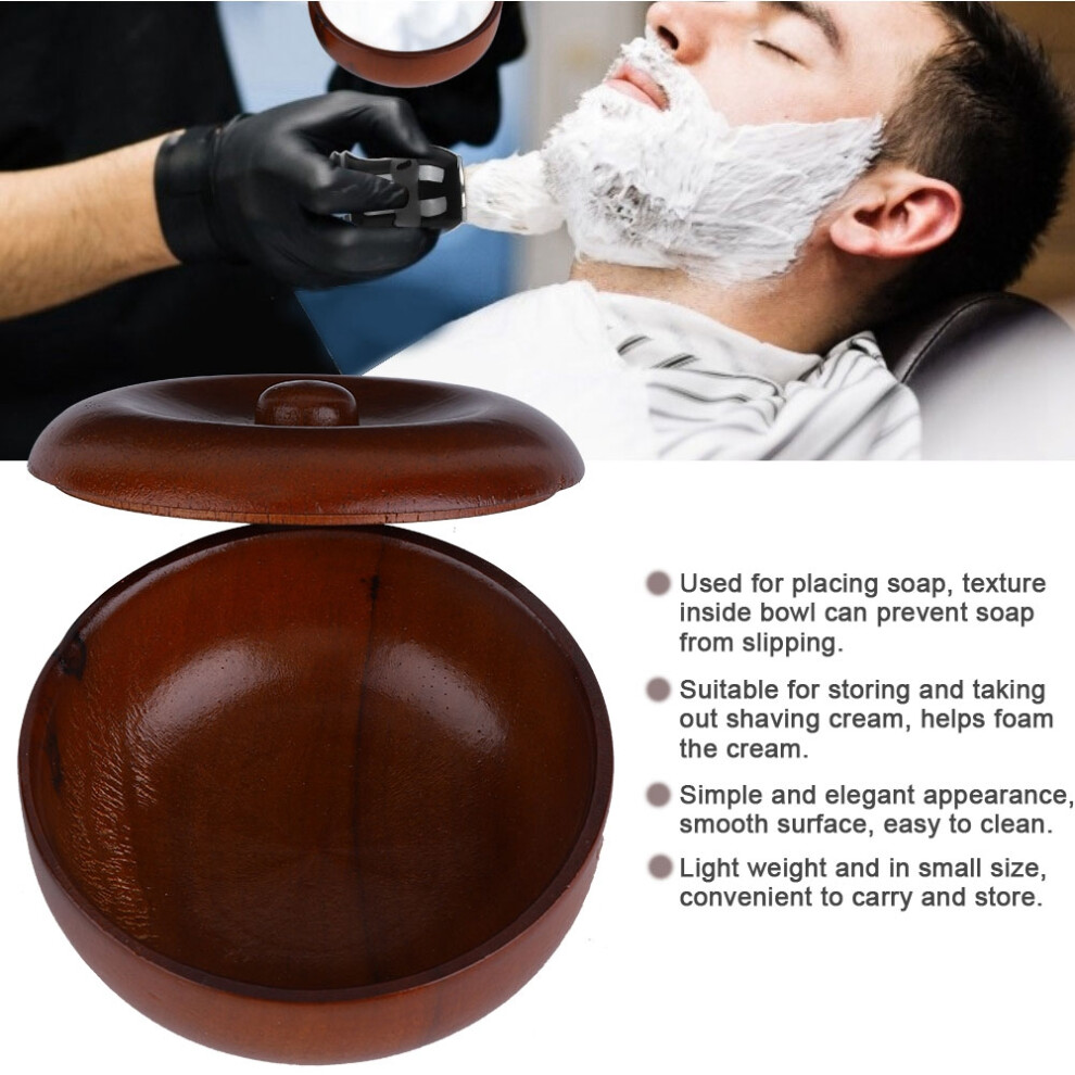 Cream Rubber Wood Shaving Soap Bowl With Cover Â Durable & Compact