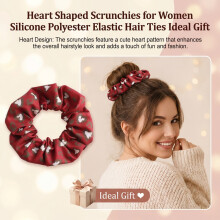 (1) Women\'s Heart Scrunchies - Silicone Hair Ties Gift