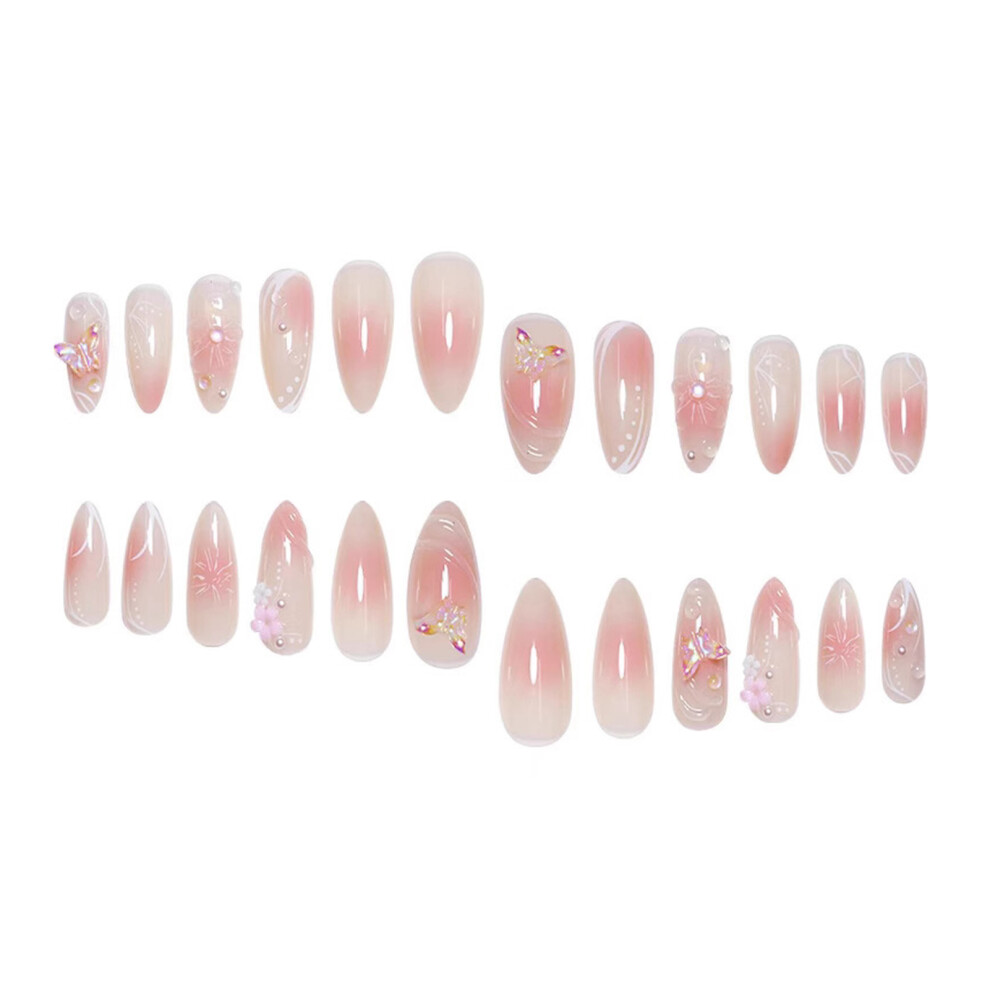Reach-Tools Flower Blush Almond False Nails, Unbreakable & Easy Wear