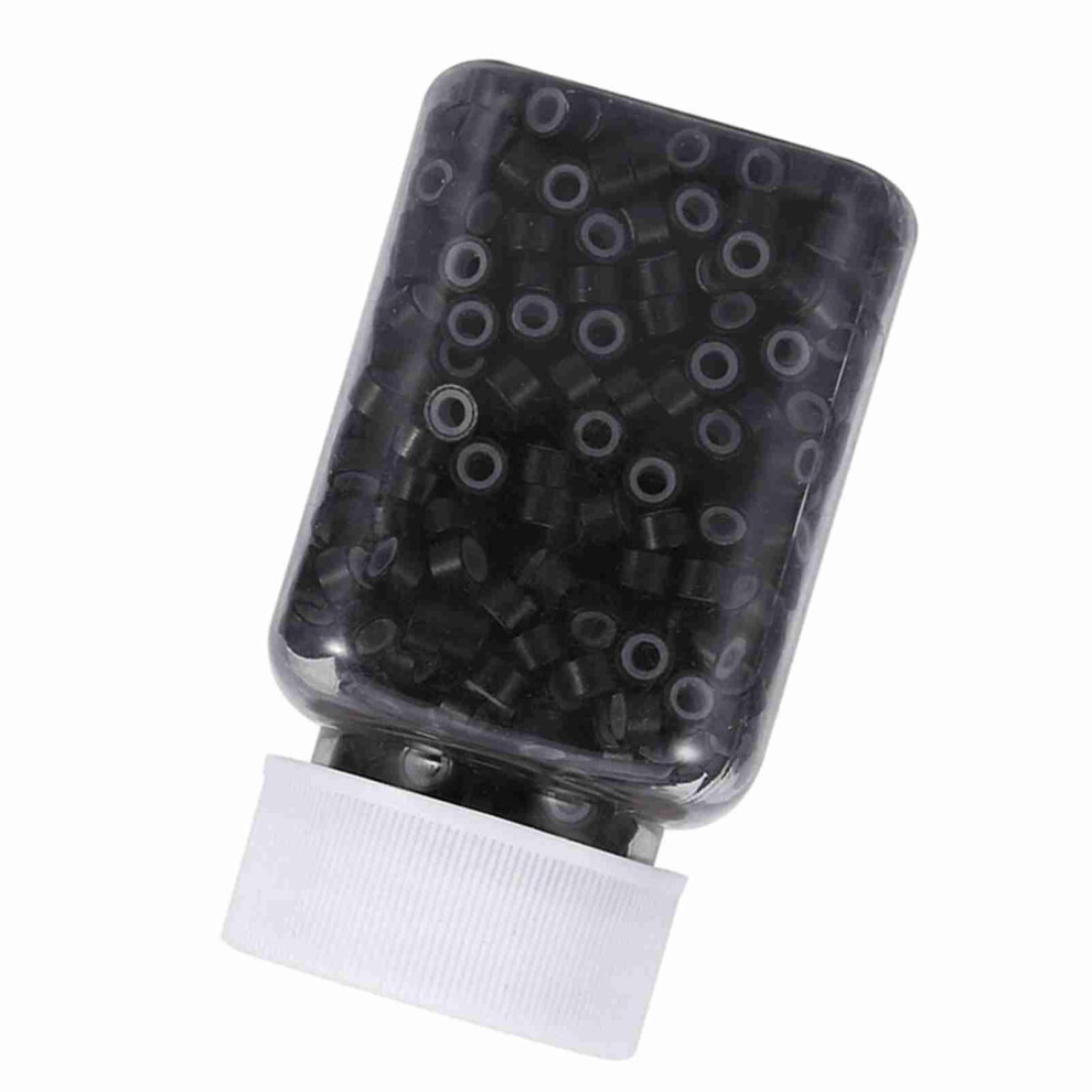 Unisex Black Micro Hair Feather Extension Loops Beads With Silicone Lining 1000Pcs