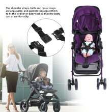 Baby Seat Harness Belt 5-Point Safety Nylon Plastic Adjustable Black