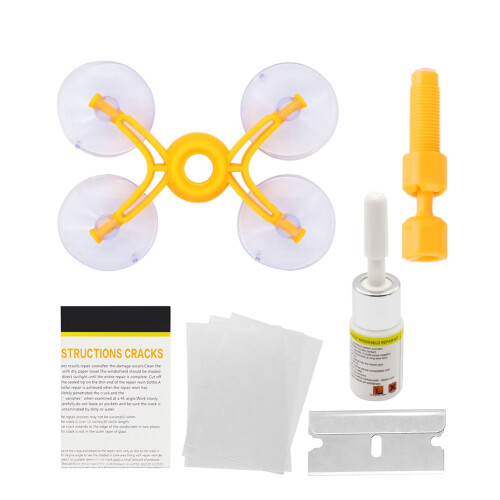 Auto Windshield Repair Kit – 10 x 7.6cm, Orange, For Cracks & Chips 1