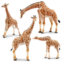 Giraffe Toy Figures Set 4PCS Realistic Plastic Animal Figurines with Calf for Cake Topper and Kids