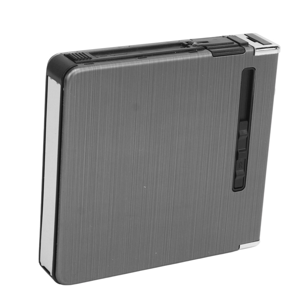 Black Usb Rechargeable Cigarette Case 20 Slots Aluminum 98X18.5x93mm