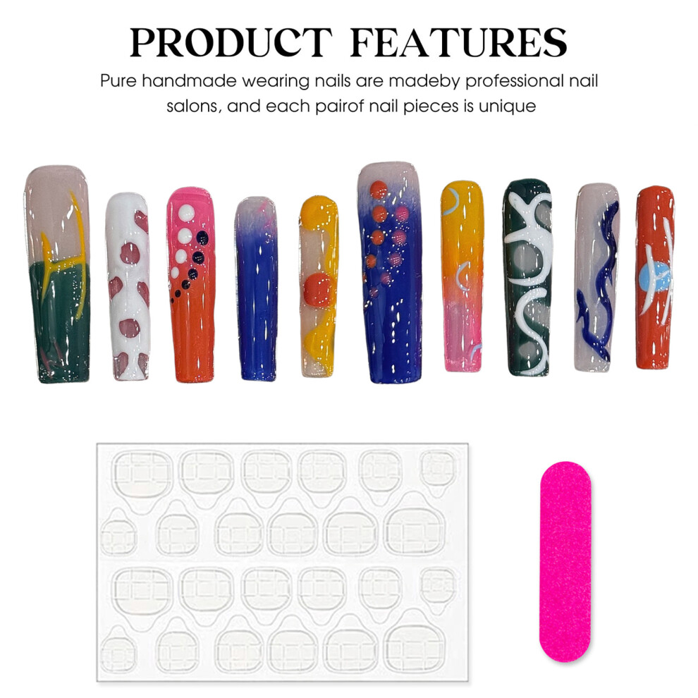 Penghui-Toys (Xs) Handmade Colorful Long Press On Nails Charming Comfortable To Wear Manicure Nails For Women And Girl Nail Salon