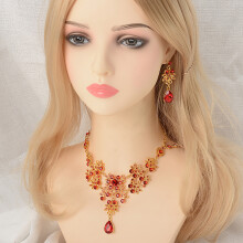 (F) Bridal Jewelry Set: Rhinestone Necklace & Earrings