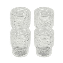 Vintage glazen bekers van 200 ml en 350 ml, set van 4, voor huisdecoratie met een klassiek retro design.