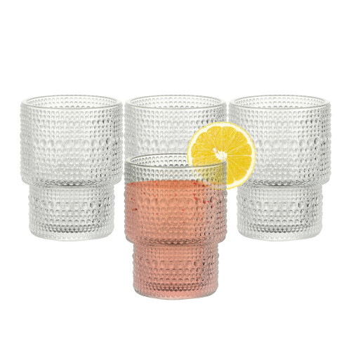 Vintage γυάλινο ποτήρι 200ml & 350ml, συσκευασία των 4 για διακόσμηση σπιτιού με κλασικό 1