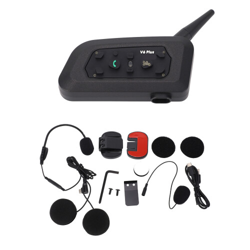 V6Plus-1200 Motorcycle Bluetooth Intercom for 6 People, Waterproof 1200m 1