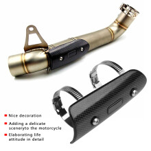 Universal Carbon Fiber Exhaust Heat Shield for Motorcycle 14.8x6.5cm Black