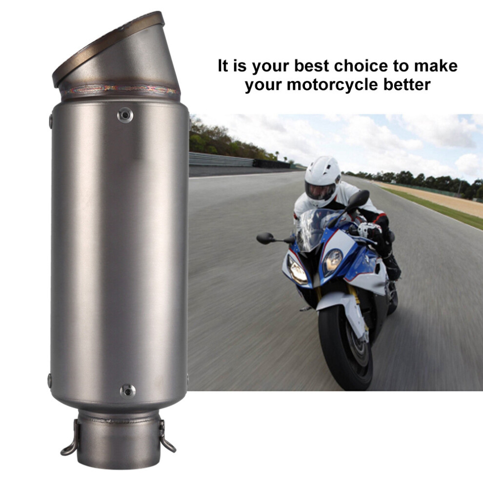 Universal 51Mm Stainless Steel Oblique Exhaust Pipe For Motorcycle - Titanium Black/Blue 9361393202985