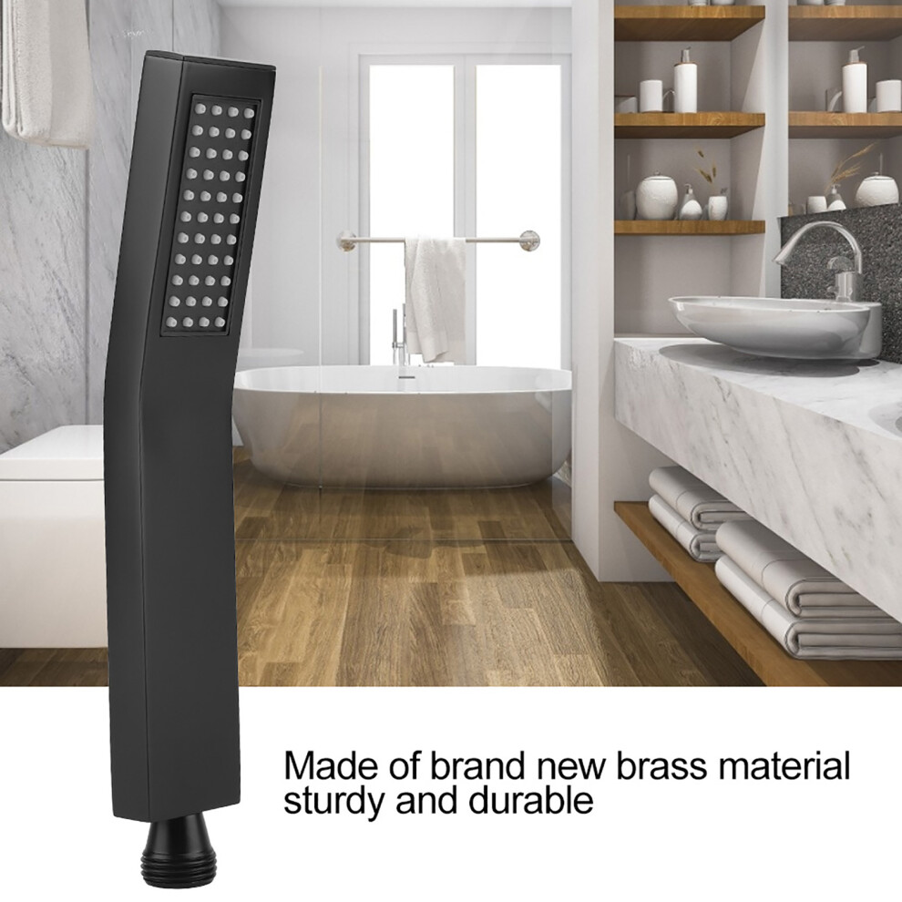 Matte Black Brass Chrome Handheld Shower Head | G1/2" Square, Durable 7601393204841