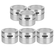 6Pcs Stainless Steel Spice Tins Set, 6.2x6.2x4.3cm Premium Condiment Containers