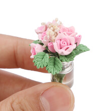 1:12 Scale Mini Bonsai for Doll House Garden Decor Kids Play Toys Pink Model