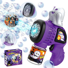Halloween Bubble Gun Light‑Up Ghost Design Battery Operated Outdoor Toy for Kids Halloween Parties