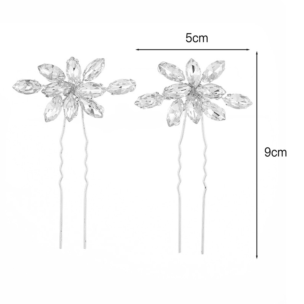 Hue-Grain Crystal U-Shape Hairpin For Women - Non-Slip Alloy Hair Clip