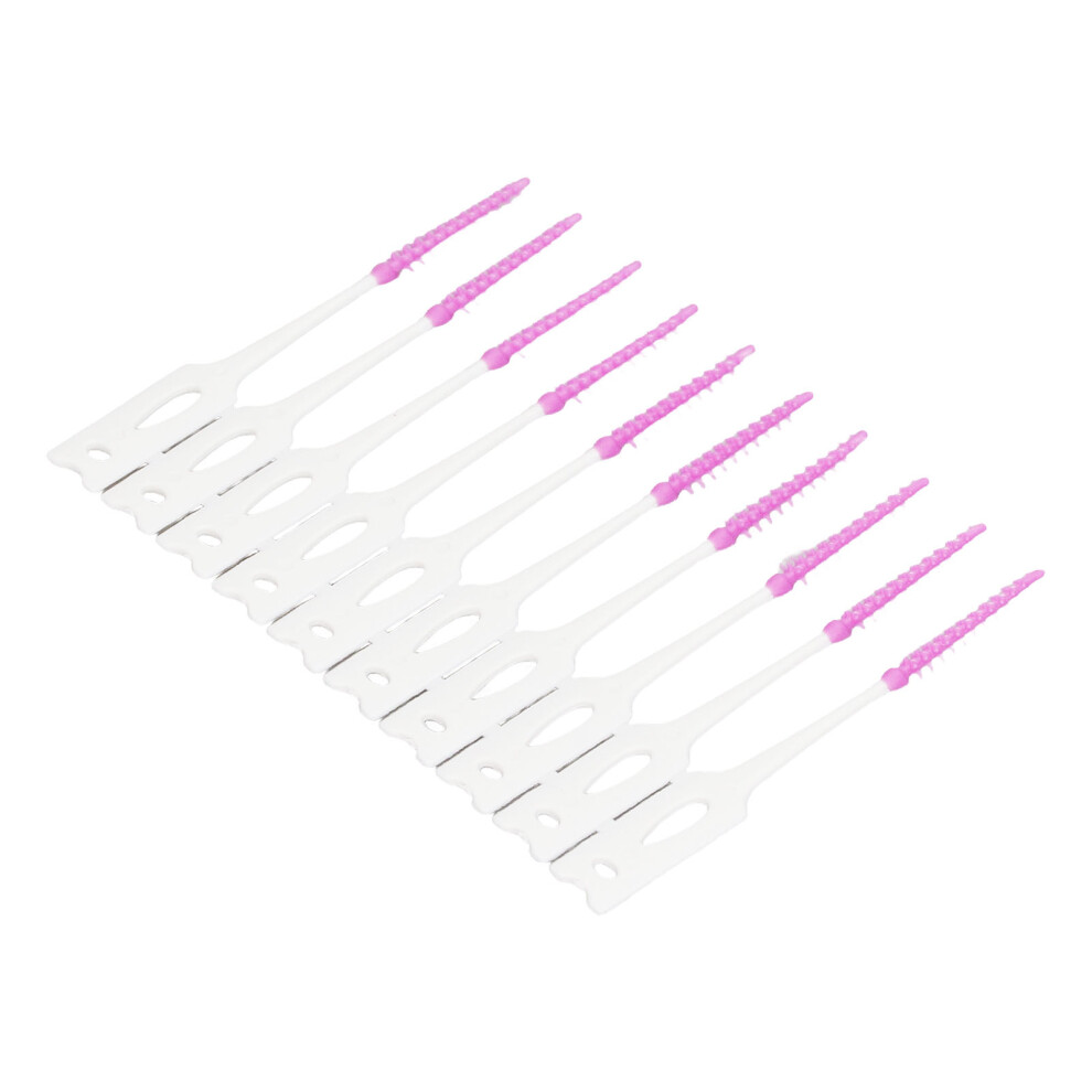 Purple 200Pcs Disposable Silicone Interdental Brush For Oral Care