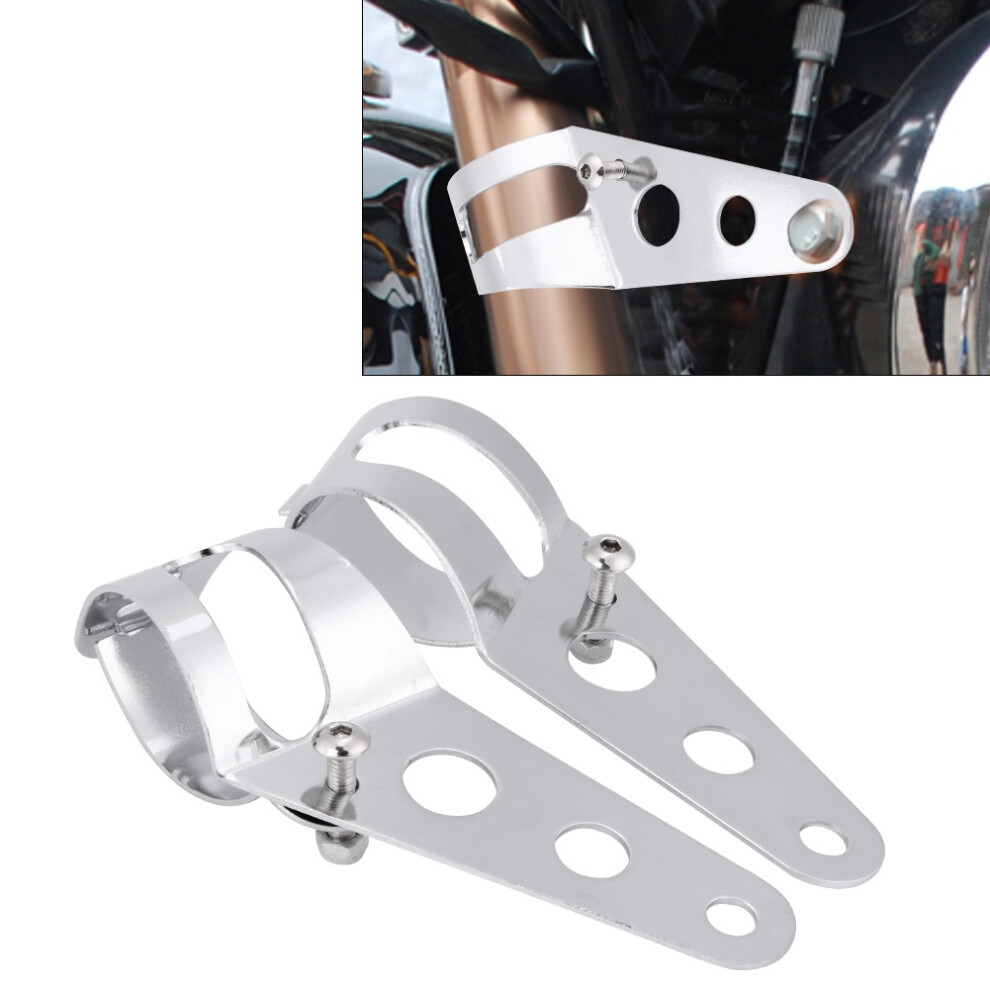 1 Pair Iron Motorcycle Headlight Bracket Universal Mount Stand Support Silver 4191389290444